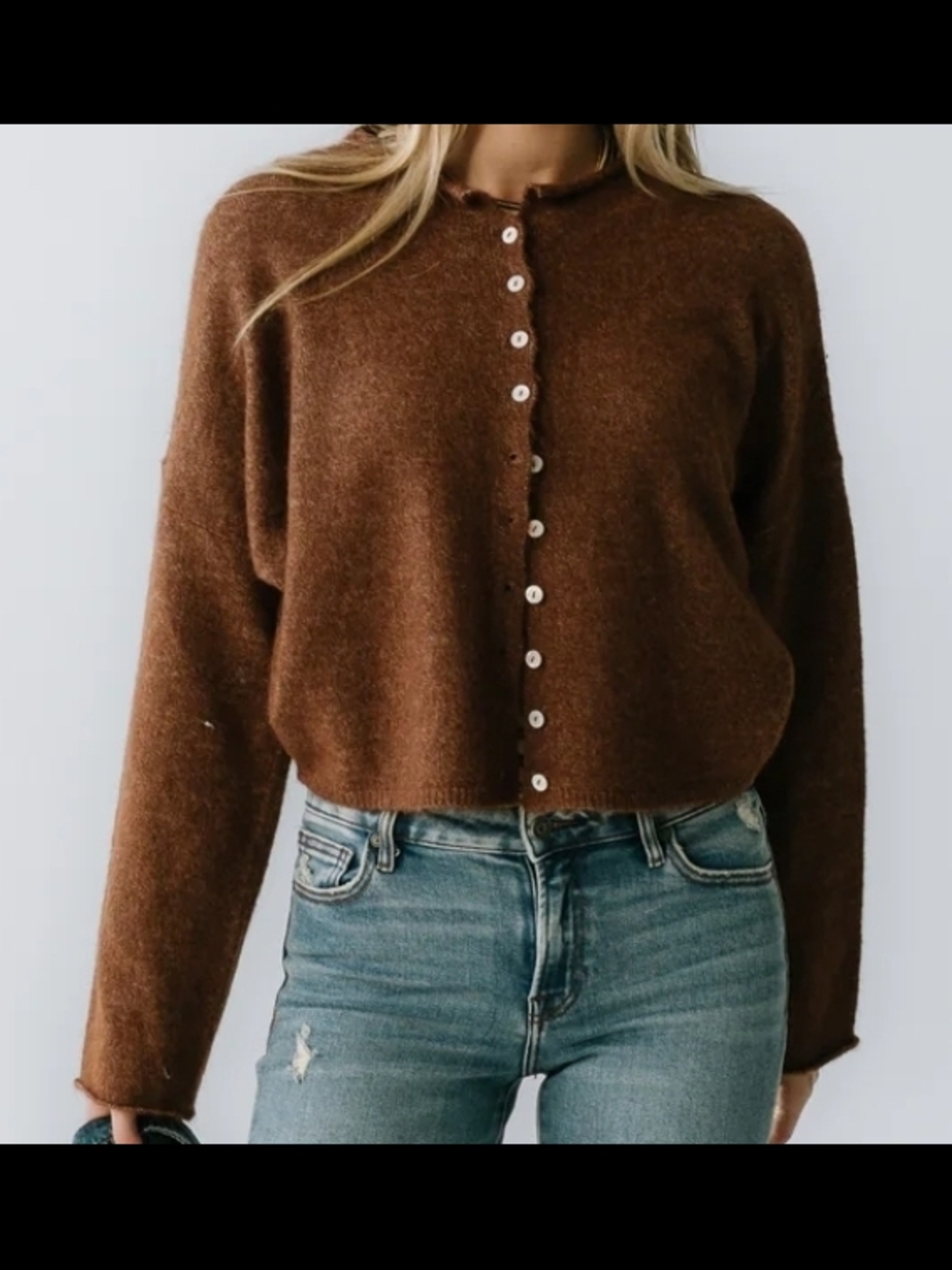 Classic Brown Button-Front Women's Sweater
